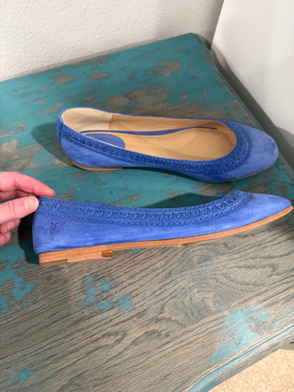 Frye Carson Ballet Flats with Embroidery Blue—9 - Picture 6 of 9